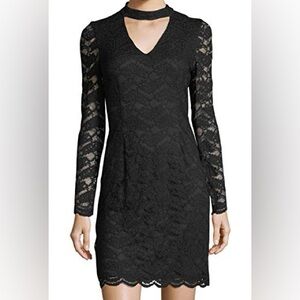 Karl Lagerfeld Black Lace Long Sleeve Dress